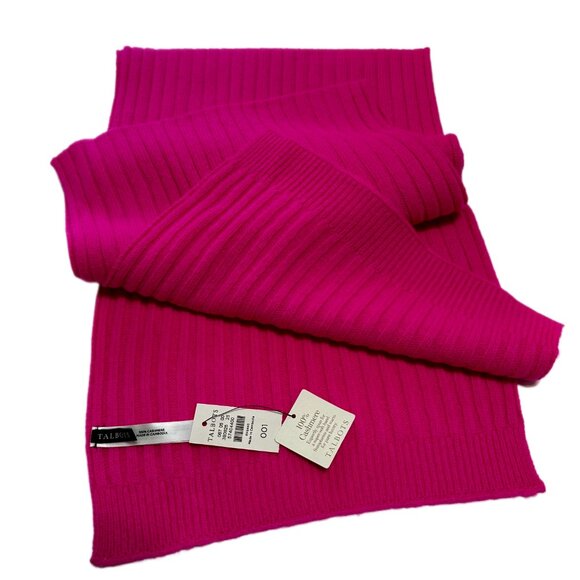 Talbots 100% Cashmere Rib Knit Scarf – Neon Pink, NWT - Picture 2 of 4